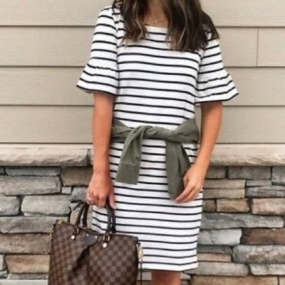 J. Crew Dresses & Skirts - J. Crew Striped Bell Sleeve Dress